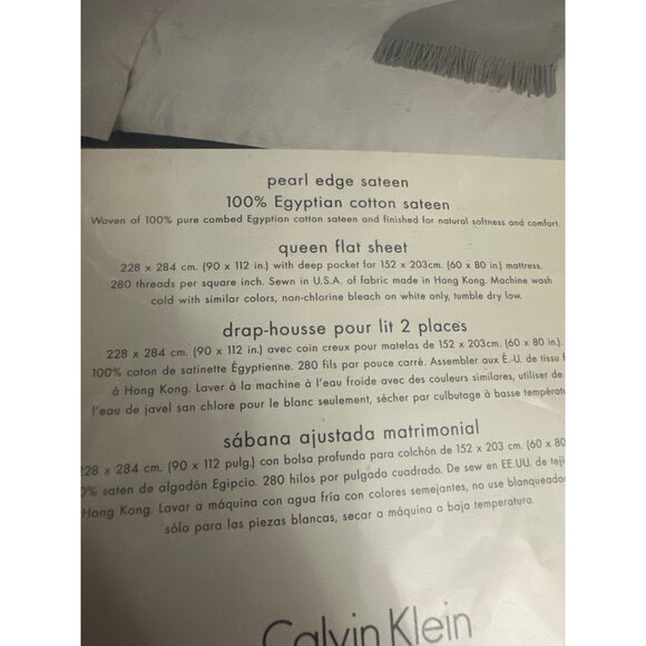 Calvin Klein Pearl Edge Queen Flat Sheet 100% Egyptian Cotton  Sateen Dark Plum - Picture 6 of 6